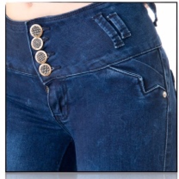 M.Michel Colombian Design Navy Skinny Jeans - Picture 2 of 3